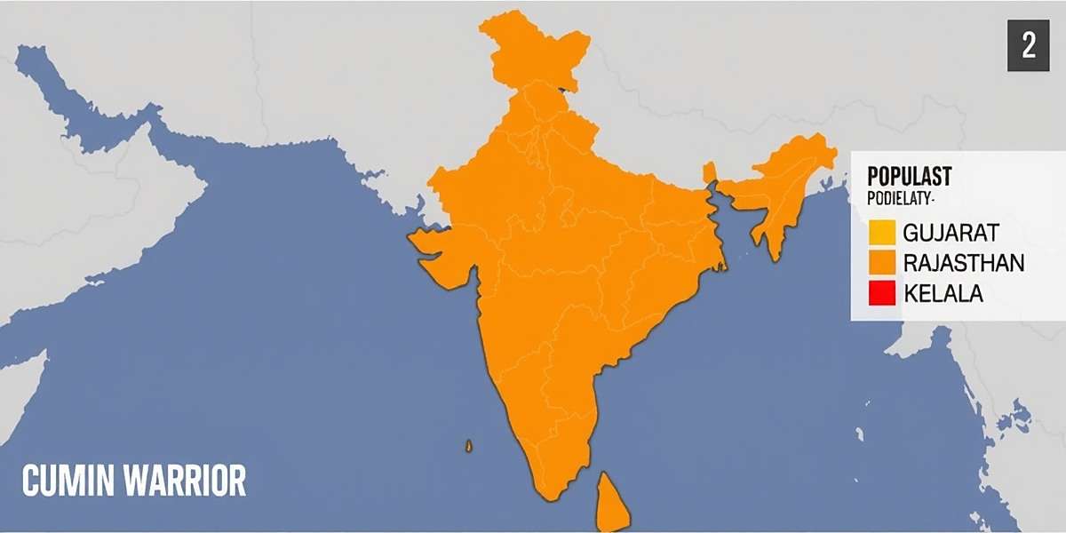 Cumin Warrior - Regional Popularity in India Cumin Warrior regional popularity map showing highest concentration in Gujarat, Rajasthan, and Kerala